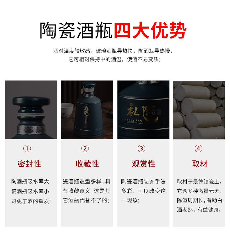 Jingdezhen ceramic empty wine bottle bottles 1 catty 1 catty storage jar household hip flask sealed bottles