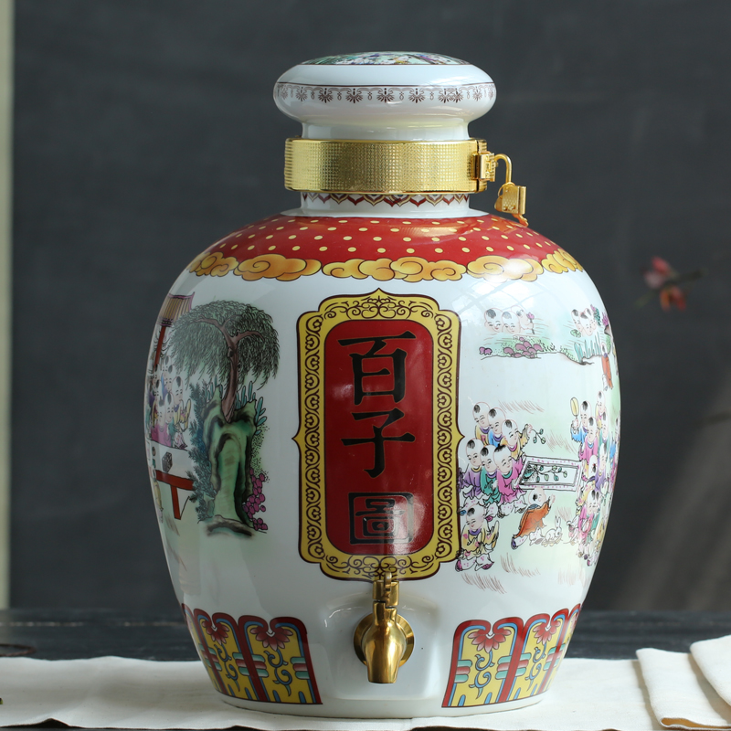 Jingdezhen ceramic jars wine 10 jins 20 jins 30 pounds soaking jar it empty wine bottle seal pot liquor jugs