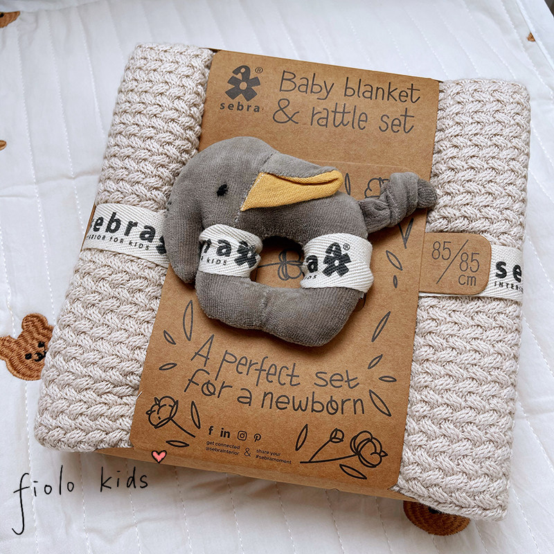 (Spot has arrived)Sebra Newborn four seasons cotton high-end woven baby elephant and blanket Baby Full Moon gift