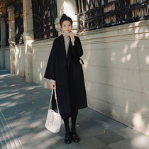 Handmade bifacial cashmere big coat woman with long style 2022 autumn winter new loose temperament small fur coat