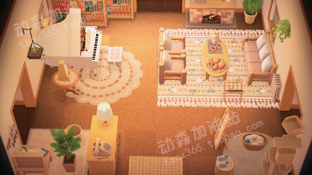 Animal Crossing Japanese style ຫ້ອງດໍາລົງຊີວິດແບບ Muji ສົດແລະ elegant ຊຸດ Animal Crossing ns ການອອກແບບເກາະ