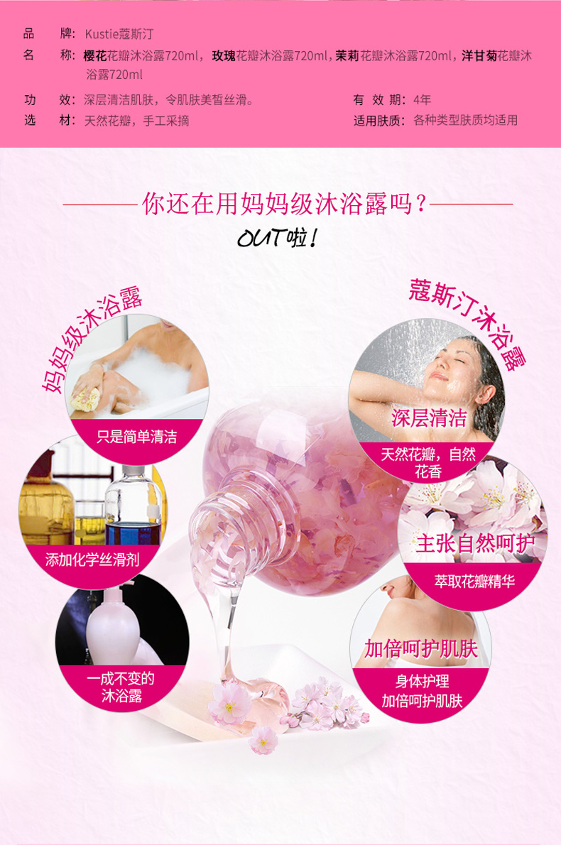 蔻斯汀 樱花花瓣 香水沐浴露 720ml 图2