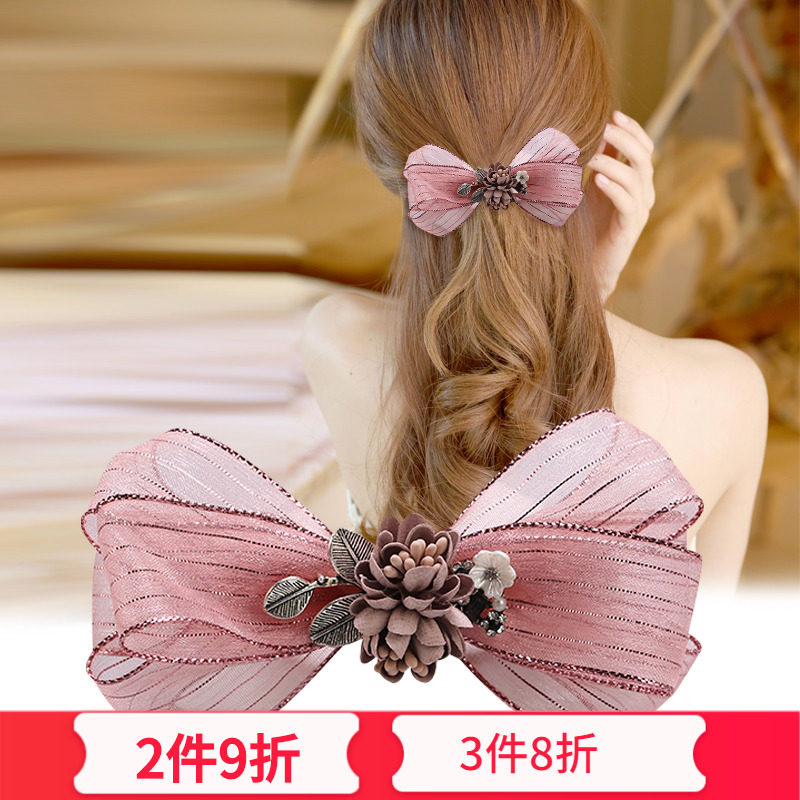 Japan-ROK Elegant Flowers SILK VEIL BUTTERFLY KNOT HAIR ACCESSORIES HALF ZAH HAIR CLIP WOMAN REAR BRAIN SPOON HAIRSPOON HAIRPIN CLIP ACCESSORIES WOMAN