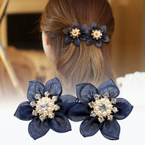 Hairpin female adult headdress Korean hair card mothers elegant top clip back of the head silk yarn hair ornaments spring word clip