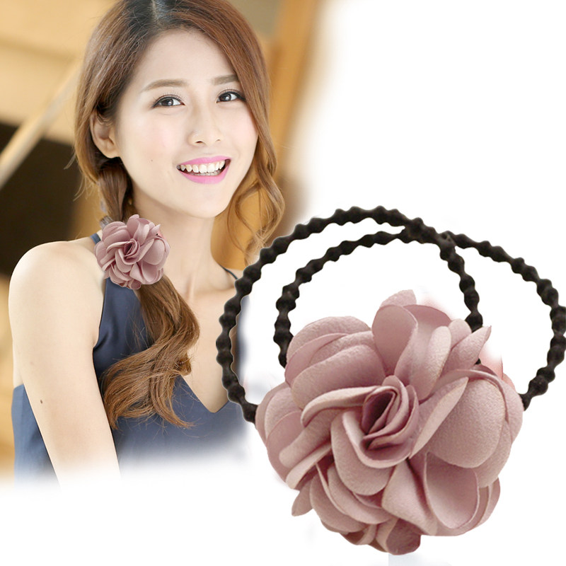 Colorful plaid (jewelry)Hair ornaments Flower Japanese and Korean hair ring Hair ring tie ponytail rubber band Hair ring jewelry F0346