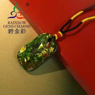 Bi gold color spotted snail fossil natural Canadian spot color gem stone cloth rope pendant resin coated spot color stone