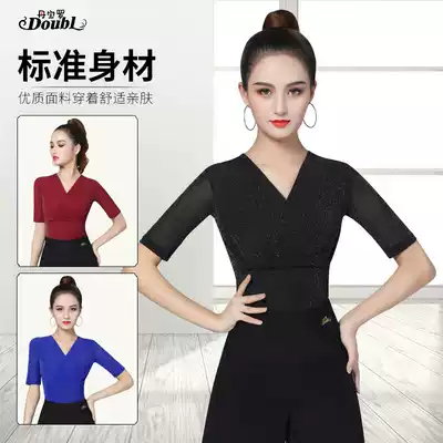 Dan Bo Luo modern dance jacket mid-sleeve Latin dance practice clothes women Summer Dance social dance dance clothes new dance clothes