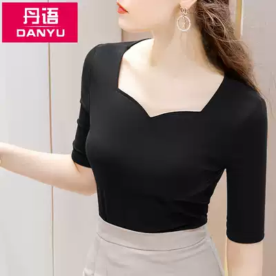 Half sleeve autumn new national standard modern social dance Latin dance cotton square collar top female practice dance dress