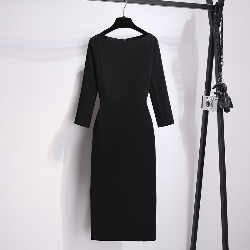 High-End Slim-Fitting Black Dress for Women, 2026 Autumn, Light Luxury Three-Quarter Sleeve Dress, Minimalist Ol Little Black Dress High-End Slim-Fitting Black Dress for Women, 2026 Autumn, Light Luxury Three-Quarter Sleeve Dress, Minimalist Ol Little Black Dress