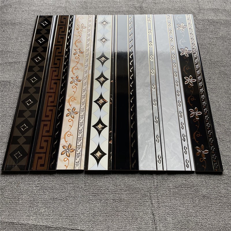 Skirting line living room bedroom gold-plated corner line tile corridor waveguide line all-ceramic marble tile K gold skirting board