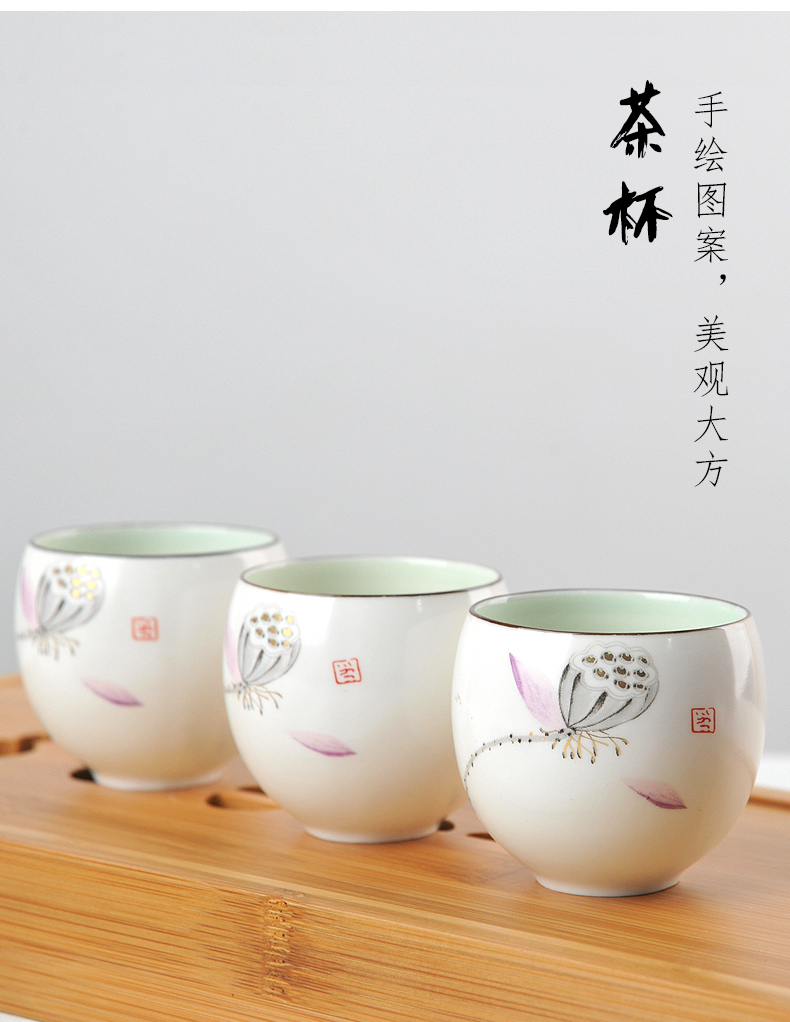 Ceramic kung fu tea set with tea tray of a complete set of gift boxes white porcelain of jingdezhen holiday gift hand grasp pot of household