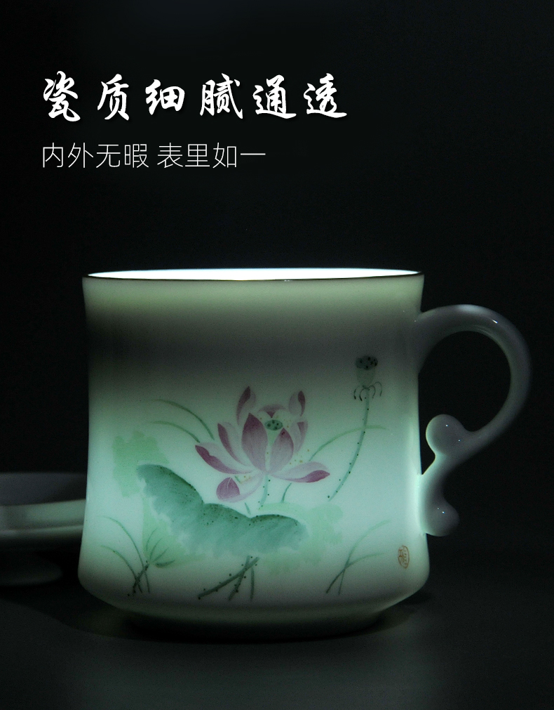 Jingdezhen ceramic tea cup ultimately responds a cup of office office tea cup mark cup with cover glass separation filter