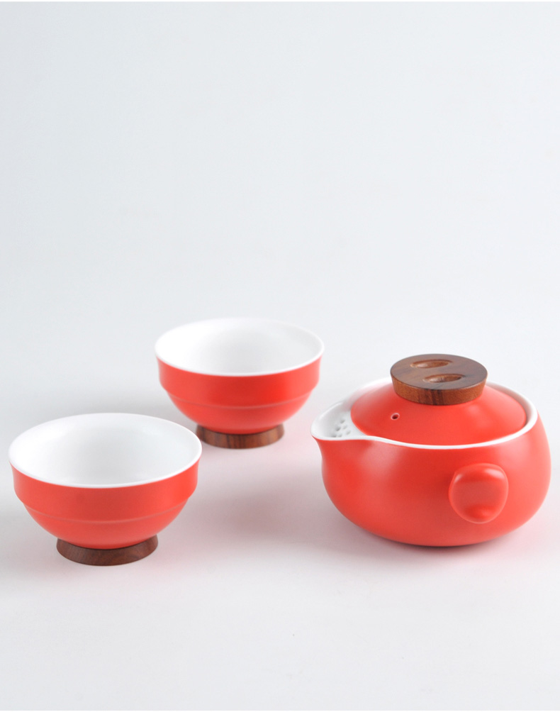 Ceramic kung fu tea set a crack cup pot two cup of simple single bag portable is suing tea cup