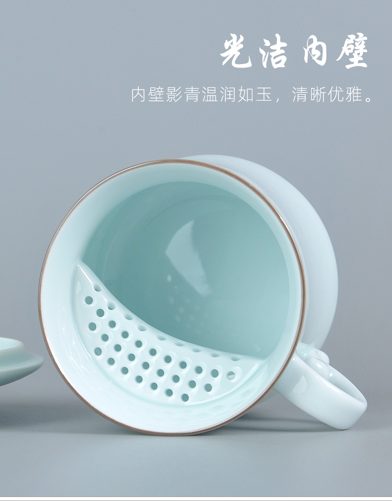 Jingdezhen ceramic tea cup ultimately responds a cup of office office tea cup mark cup with cover glass separation filter