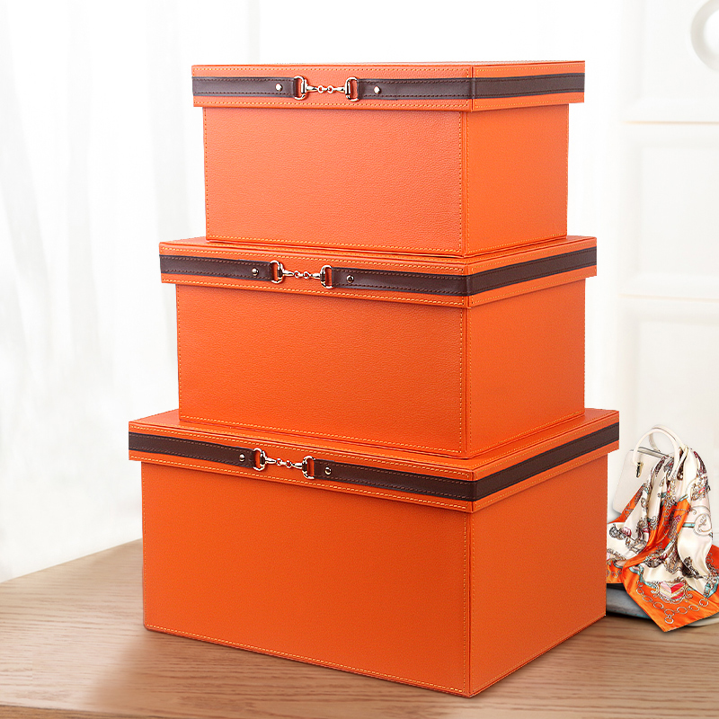 Home Light Luxury Storage Cabinet Clothes Room Orange Fittings Cortex Decoration Box