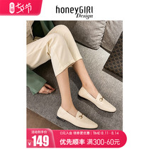 honeyGIRL loafers womens 2021 new small leather shoes British style one-pedal womens shoes spring and summer single shoes women