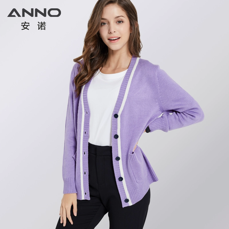 Anno Đan cardigan Áo len Áo khoác Mới Đơn giản Thời trang Áo dài Dệt kim Khăn choàng Áo khoác ngoài Y tá - Áo len cổ chữ V