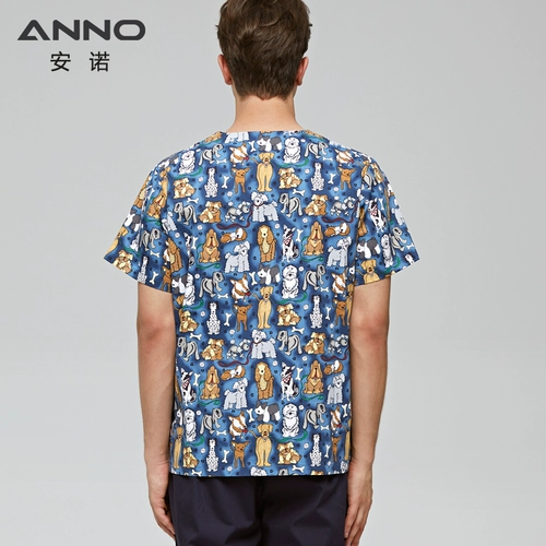 安诺 Хирургическая одежда напечатана v --neck Pet Doctor Toilame, щетка ручная одея