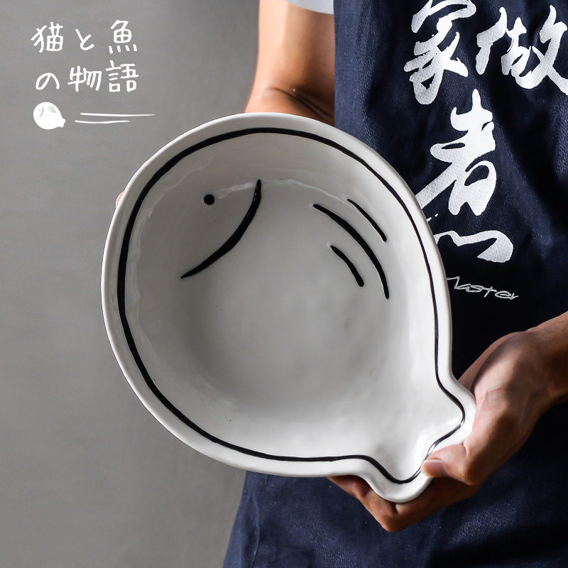 Simple dishes Single pack creative personality Cute big soup bowl Small household ceramic plate Rice bowl student