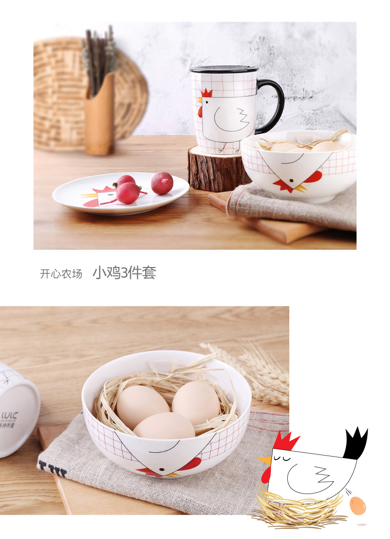 Japanese household tableware, lovely ceramic bowl chopsticks to eat noodles bowl large suit students dormitory salad bowl of soup bowl