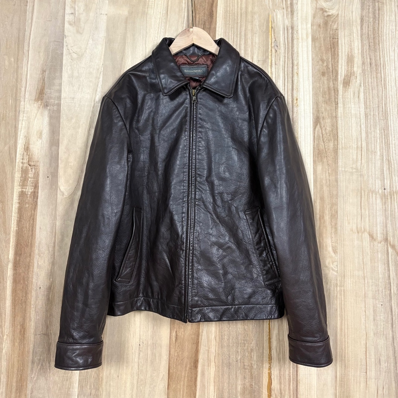 Banana Republic Heavy Buffalo Leather Lapel Motorcycle Leather Jacket