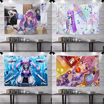 Japanese Cartoon Cartoon Network Red Virtual Anchor Together Akuya Background Cloth Dormitory Wall Cloth Pink Cute Girls Hanging up