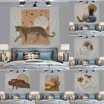 Morandi tiger background cloth retro art hanging cloth minimalist wall cloth Decorative Bedside Dorms and Wall Cloth