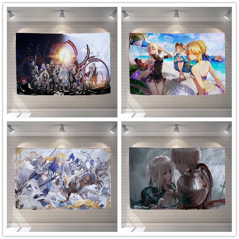 Fate Night FATE Holy Cup Secondary Meta-motion Comic Hung Cloth College Student Dorm Bedroom Bedside Rental House Background Painting-Taobao