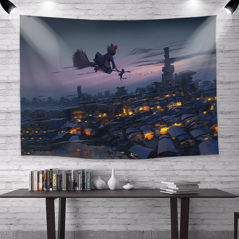 Hayao Miyazaki anime witch's home delivery warm girl bedside hanging cloth bedroom ins wind wall cloth dormitory background cloth
