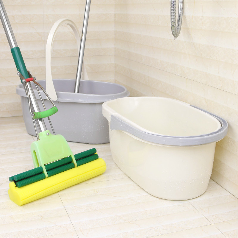 Sponge washing mop bucket Plastic bucket square bucket Rectangular glue cotton large household flat mop washing bucket Squeeze bucket