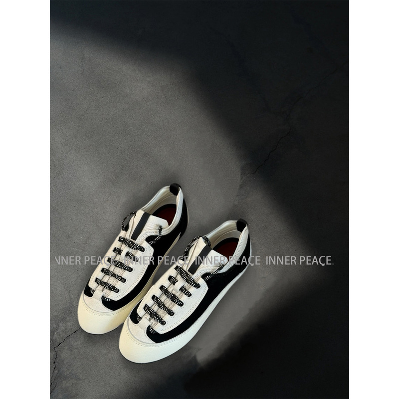 【Inner】Comfortable and Versatile! 26A Black and White Color-Blocking Low-Top Ugly-Cute Sneakers German Training Shoes Din Version Stress-Free