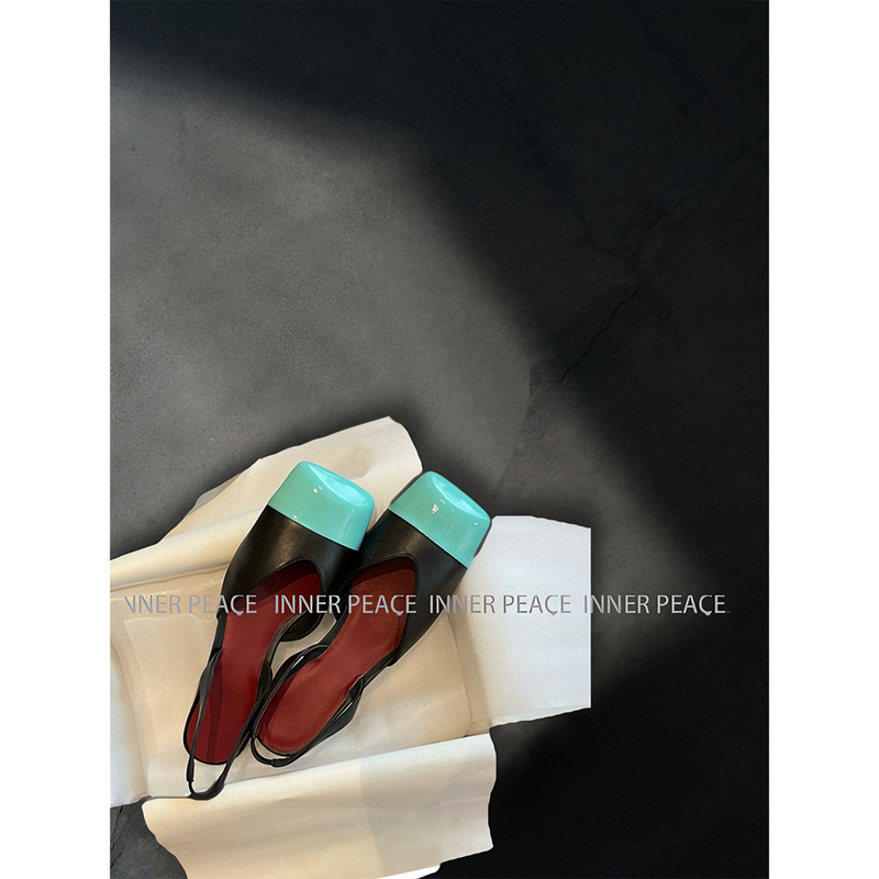 【Inner】Beauty Reaches New Heights! High-Quality 26S Retro Color-Blocked Square-Toe Chunky Heel Mary Jane Backless Sandals 【Inner】Beauty Reaches New Heights! High-Quality 26S Retro Color-Blocked Square-Toe Chunky Heel Mary Jane Backless Sandals