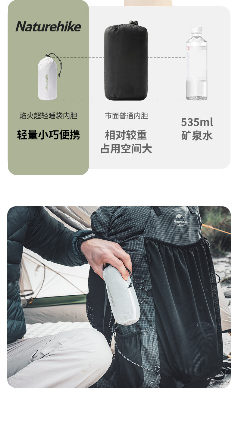 Naturehike Сверхлегкий портативный дорожный вкладыш для кемпинга, спальный мешок для путешествий Naturehike 