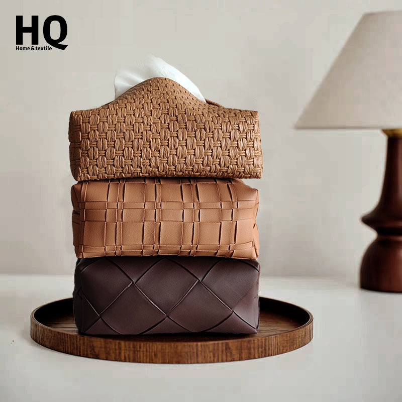 High-End 2026 New Model Mid-Century Style Home Living Room Light Luxury Coffee Table Tissue Box Fabric Dining Table Tissue Box