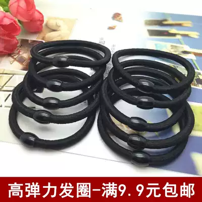 High elastic leather band hair ring Korean hair ring Simple temperament three-in-one leather band black tie scalp hair ring female