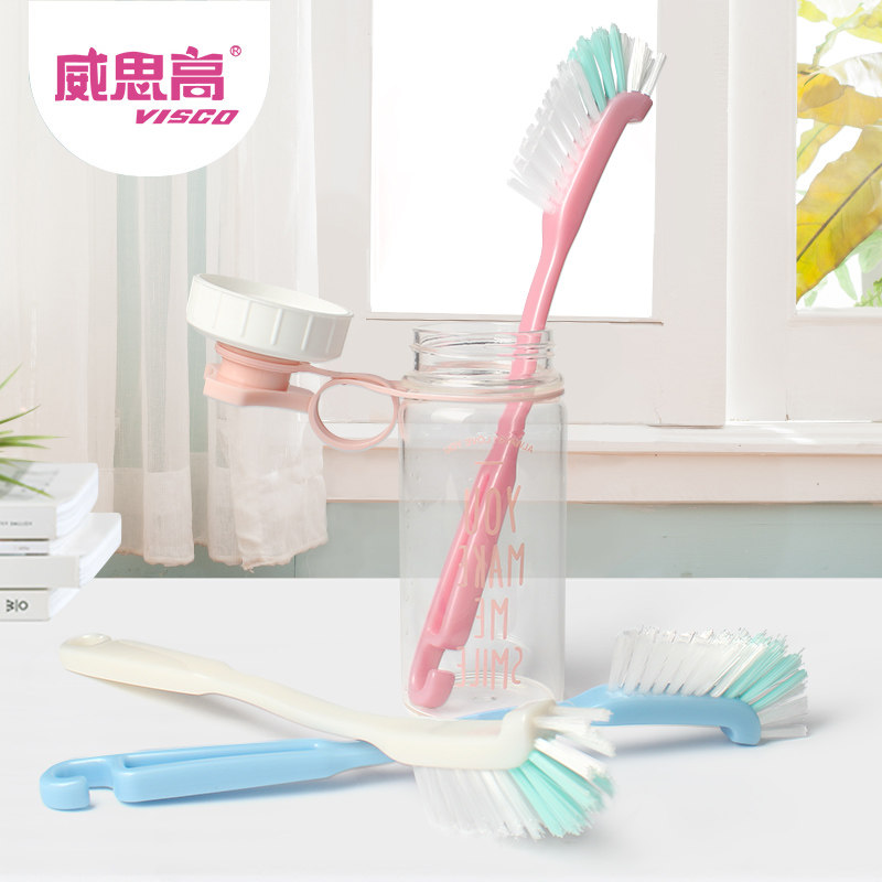 Visco kitchen brush Extended cup brush Long handle right angle brush Tea kettle cleaning brush Bristle pool brush sink