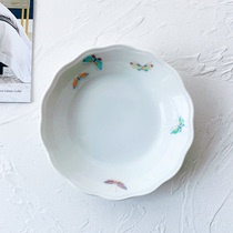 Domestic spot Fukagawa Japan-made butterfly pattern wavy edge porcelain tableware deep dish 14cm