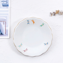 Fukagawa Fukagawa Made in Japan Colorful Dragonfly White Household Bread Tray 16 5cm