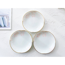 Fukagawa Fukagawa Japanese pink cherry blossom porcelain cake plate dessert plate 11cm 3 pieces