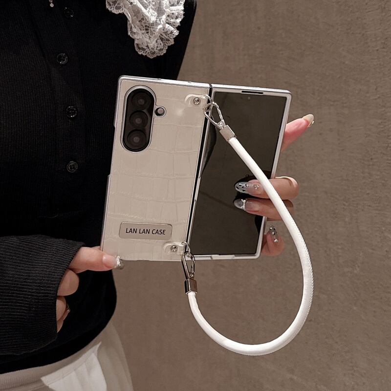 ins Simple Style White Crocodile Pattern Crossbody Handbag with Lanyard Suitable for Samsung Zfold8/7/6/5 Phone Case New 8Ultra Foldable Screen Galaxy W24/23 Flip Cover Anti-Drop Protective Case ins Simple Style White Crocodile Pattern Crossbody Handbag with Lanyard Suitable for Samsung Zfold8/7/6/5 Phone Case New 8Ultra Foldable Screen Galaxy W24/23 Flip Cover Anti-Drop Protective Case