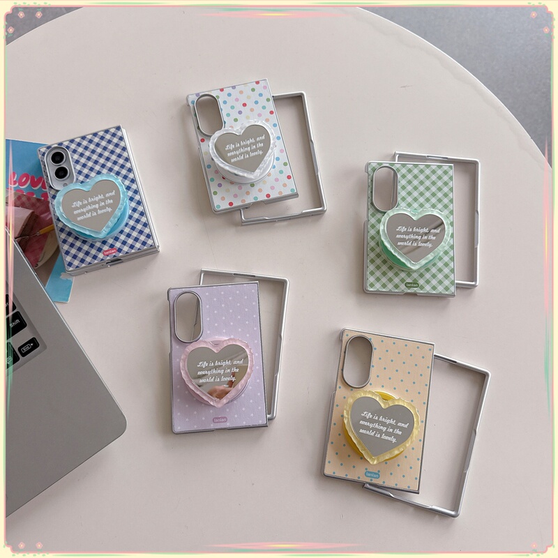 Beautiful and Fresh Polka Dot Plaid Heart-Shaped Mirror Stand Suitable for Phone Cases Samsung Z Fold8 Protective Cover Foldable Screen Galaxy Z Fold6/7/8 Ultra Anti-Drop Full-Cover Front Frame Fold8 Beautiful and Fresh Polka Dot Plaid Heart-Shaped Mirror Stand Suitable for Phone Cases Samsung Z Fold8 Protective Cover Foldable Screen Galaxy Z Fold6/7/8 Ultra Anti-Drop Full-Cover Front Frame Fold8