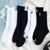 Black socks women mid-tube socks ins tide cotton spring and autumn thin Korean spring and summer white Tide brand stockings men long tube