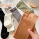 White piles of socks for women in summer, thin mid-calf pure cotton with small leather shoes, spring and autumn boneless socks, black confinement stockings