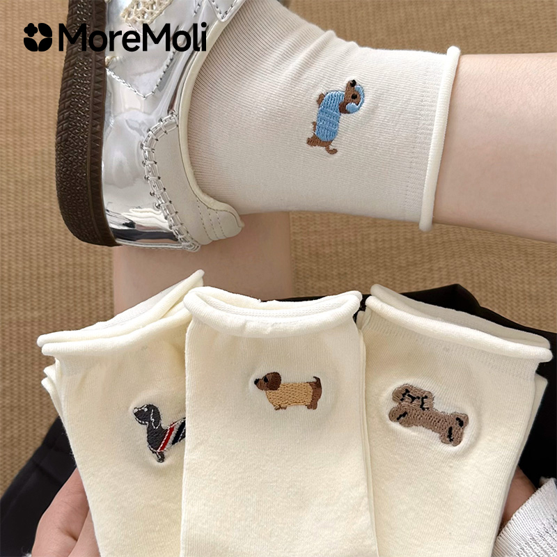 Cute Socks for Girls, Summer Thin Style, Cartoon Mid-Calf Socks for Middle School Students, White Slouch Socks, 2026 New Popular Style