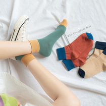 Color color women socks tide ins midtube socks summer thin color color cotton spring and autumn cotton sports shallow short tube
