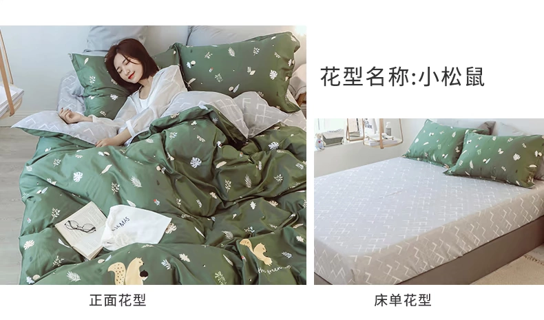 Cotton bốn mảnh cotton Nam Cực ký túc xá sinh viên mạng lưới mạng lưới giường ngủ màu đỏ chăn quilt ba mảnh - Bộ đồ giường bốn mảnh