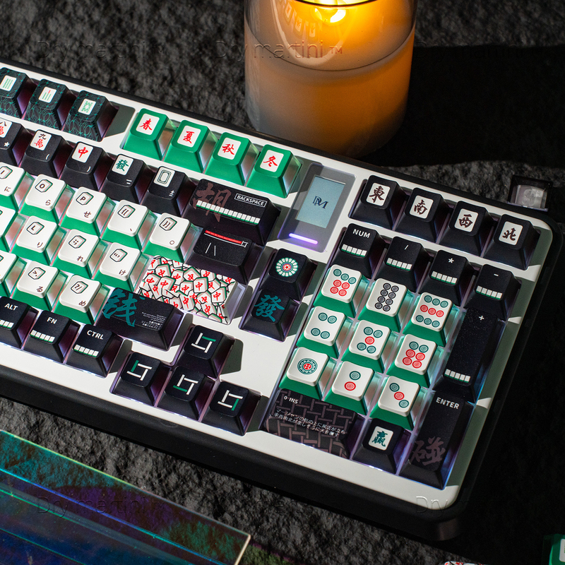 Mahjong-Themed Keycaps, Three-Sided Translucent Pc Original Pbt Five-Sided Dye-Sublimation 68/84/87/98/108 Etc