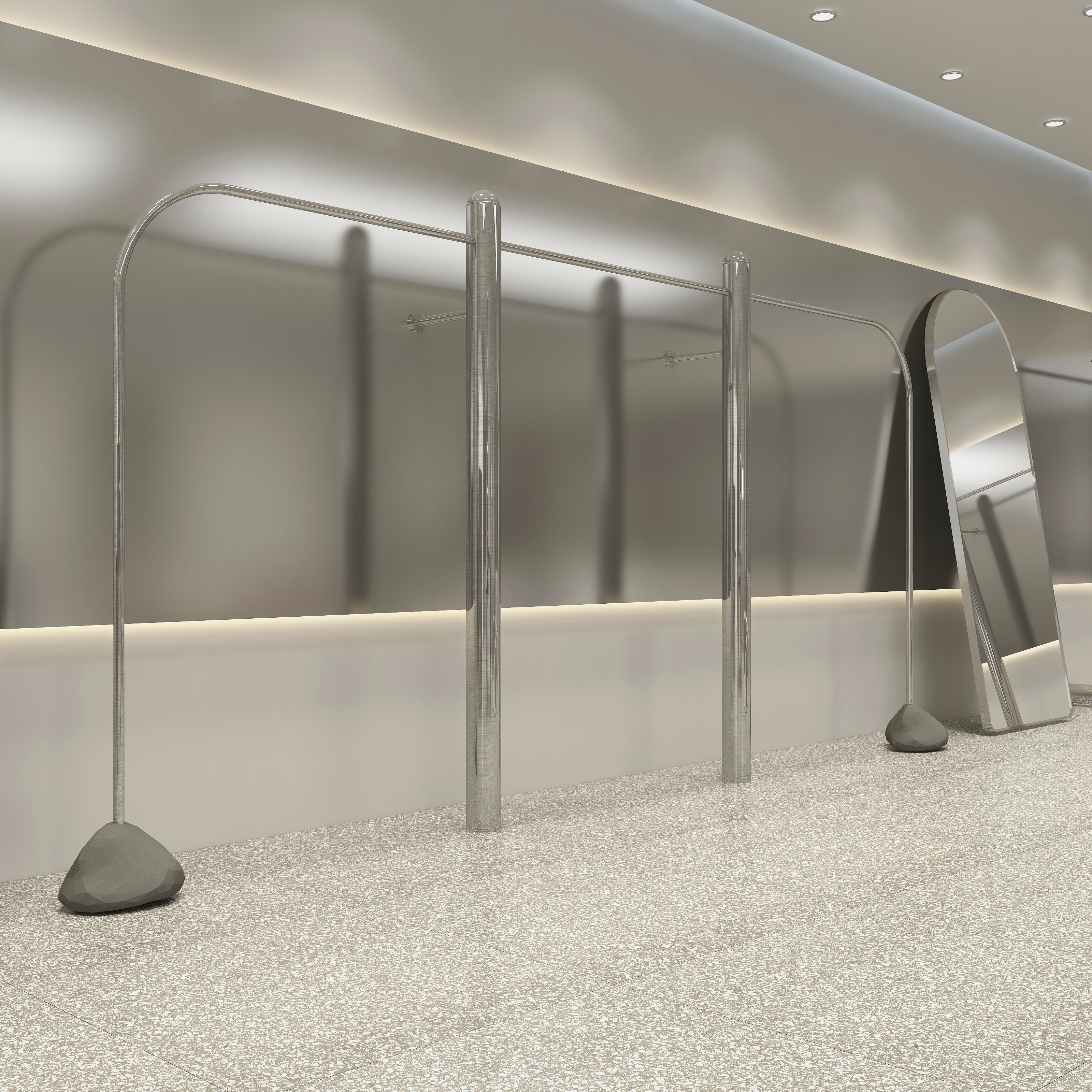 Clothing display on the wall display rack pendant floor-mounted stainless steel the bending red women's clothing store huo jia zi