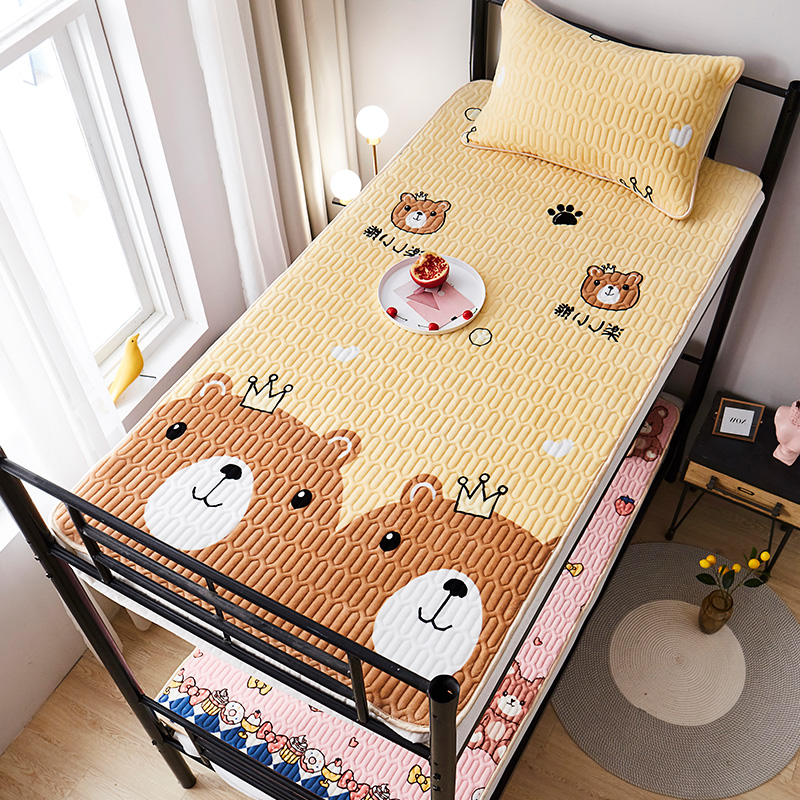 Winter sheets one-piece student dormitory single thickened milk velvet kang single quilt boy and child pillowcase plus velvet non-slip