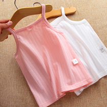 Girls camisole cotton boneless bottoming pajamas summer thin small and medium-sized baby mesh vest